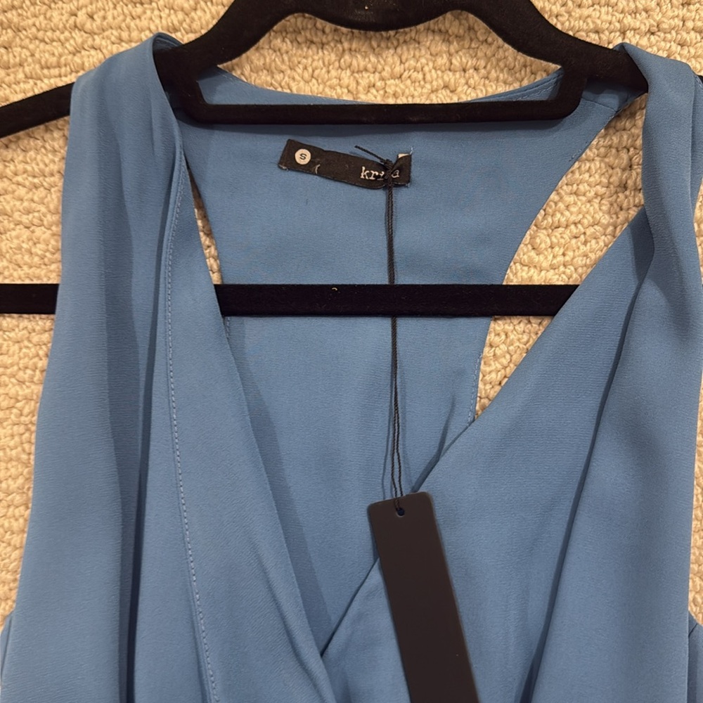 Krisa Worn Once Blue Belted Mini Dress Size Small S - Picture 5 of 7